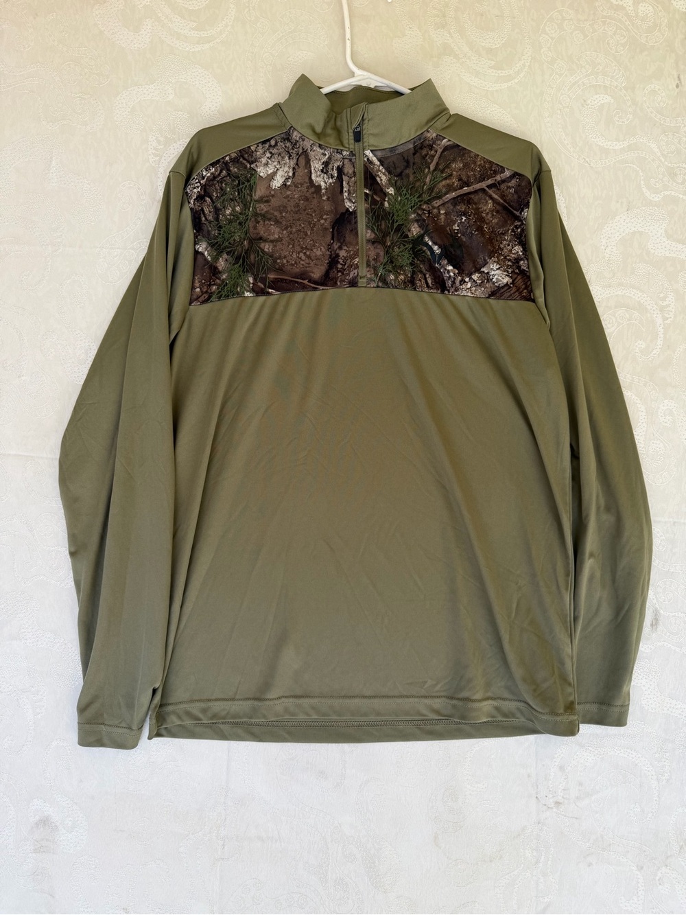 Realtree Olive Green Half-Zip Shirt Jacket with Camo Yoke